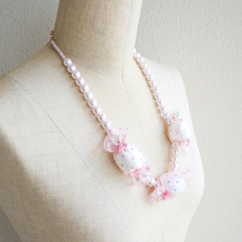 Necklace White Candy Pink Pearl Lolita 60cm