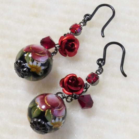 【樹脂ポスト】和珠 薔薇 ピアス ノンアレルギー