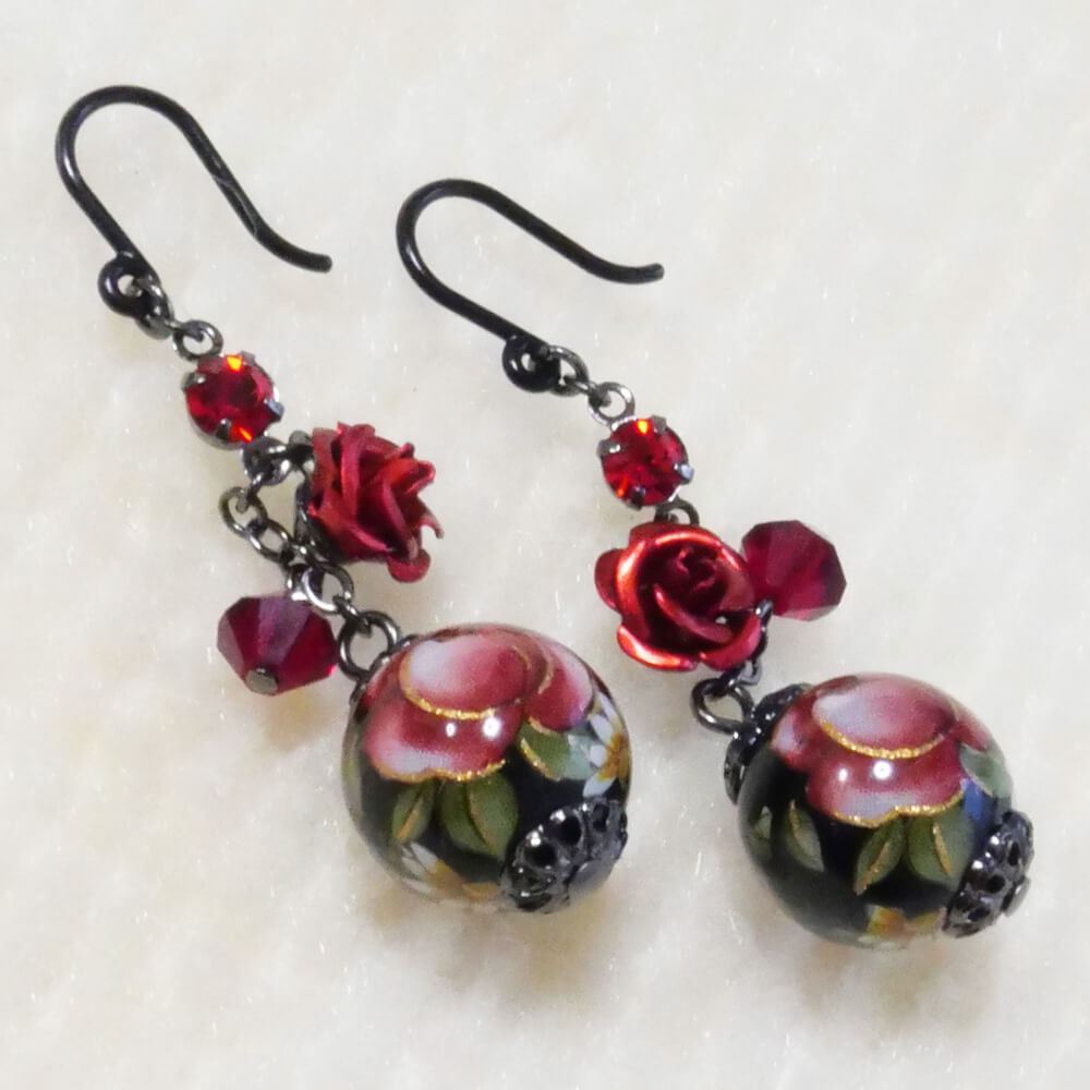 【樹脂ポスト】和珠 薔薇 ピアス ノンアレルギー