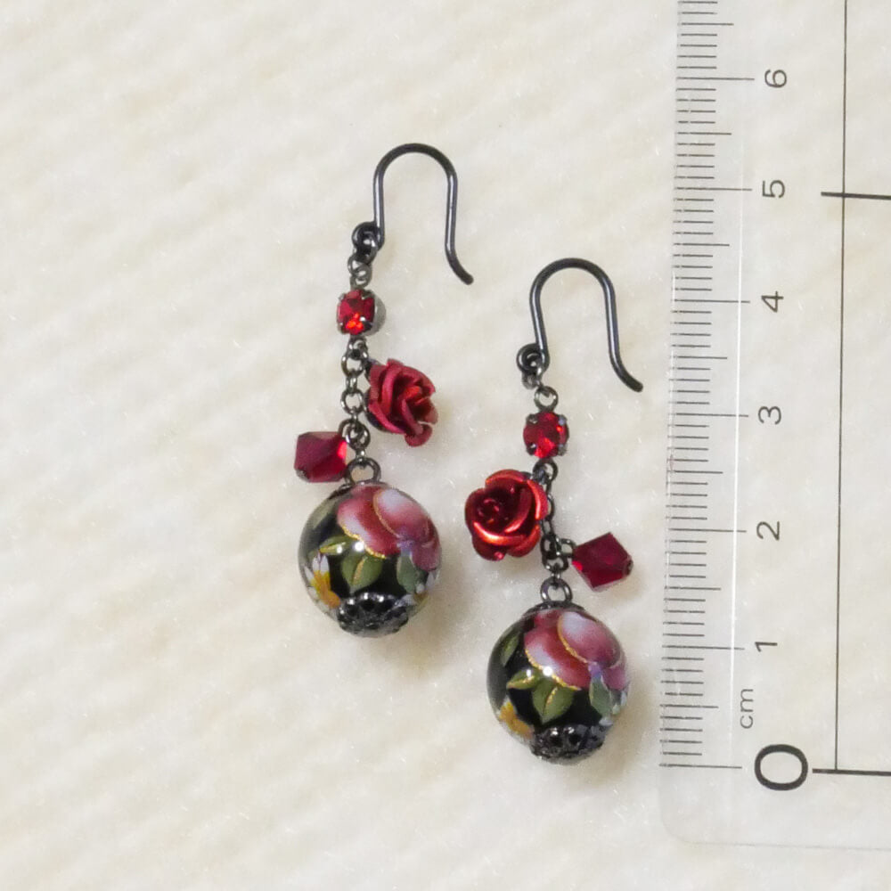 【樹脂ポスト】和珠 薔薇 ピアス ノンアレルギー