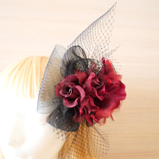 コサージュ ワイン レッド フラワー ブーケ ヘッドアクセサリー