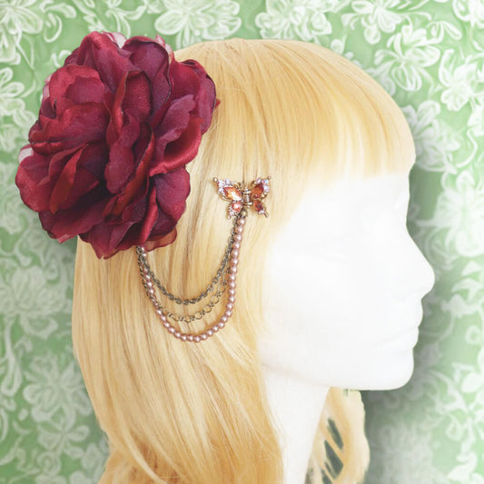 フラワー コサージュ 蝶 ミニクリップ ヘッドアクセサリー