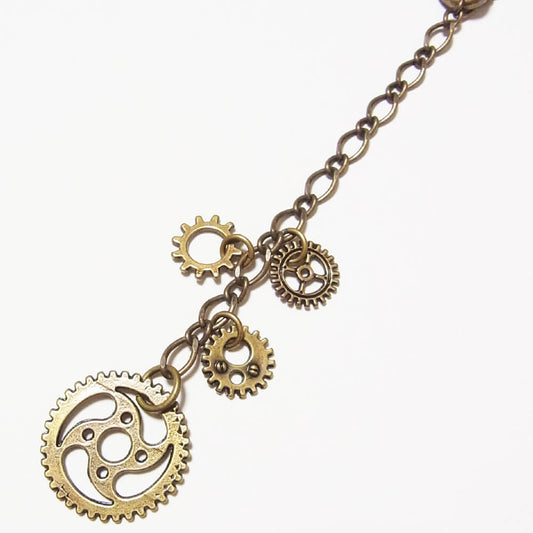 【steampunk】歯車 スチームパンク 革 チェーンネックレス