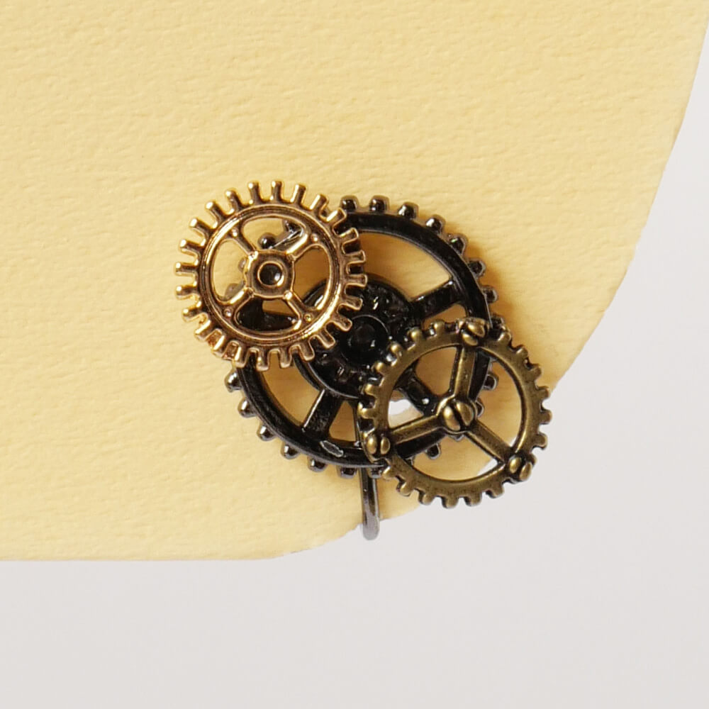 【steampunk】歯車 ギア スチームパンク イヤリング ミックスカラー