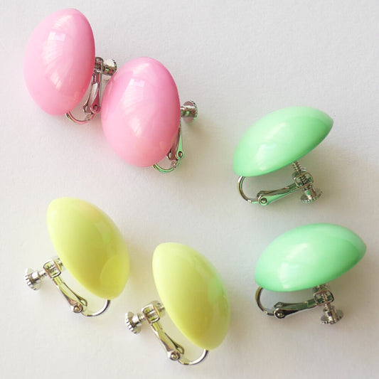 ピンクイエロー グリーン 80年代 レトロ イヤリング