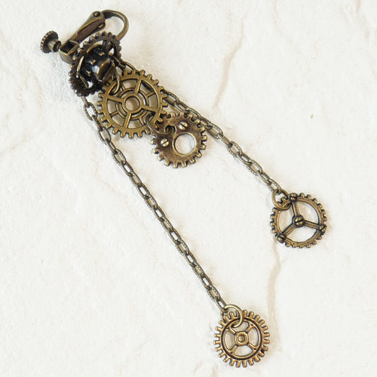 【steampunk】歯車 スチームパンク サイド イヤリング 片耳タイプ