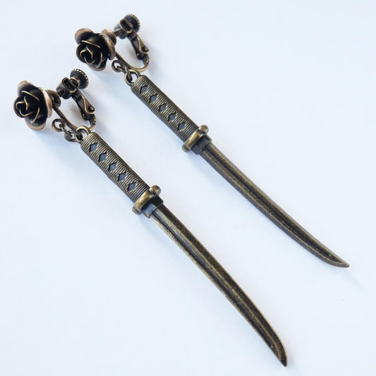 歴史シリーズ 刀剣 日本刀 薔薇 イヤリング