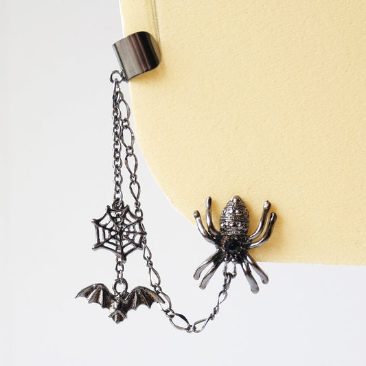 イヤリング イヤーカフ スパイダー コウモリ 蜘蛛の巣 Halloween