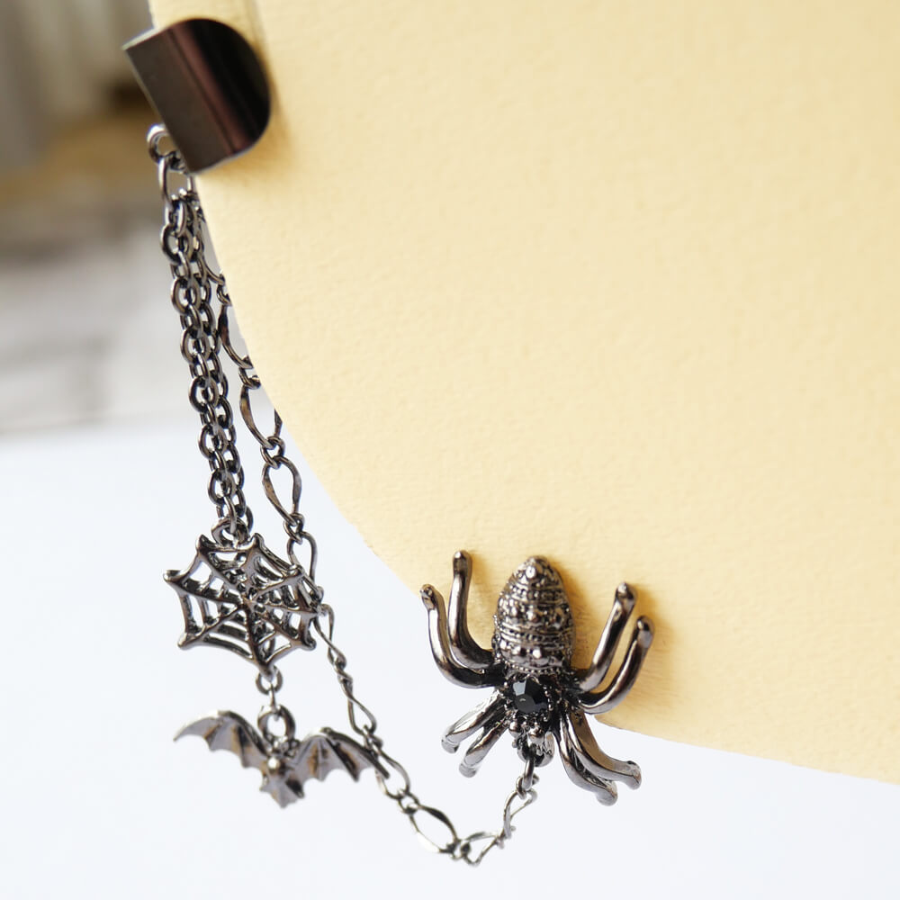 イヤリング イヤーカフ スパイダー コウモリ 蜘蛛の巣 Halloween