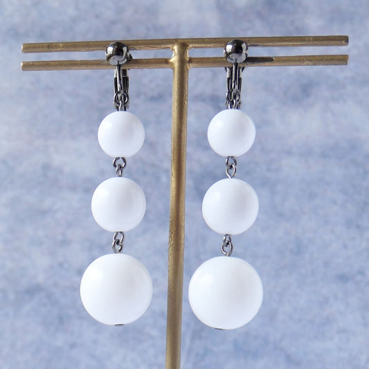 白 玉 ホワイト ボール イヤリング 夏 しろ シロ