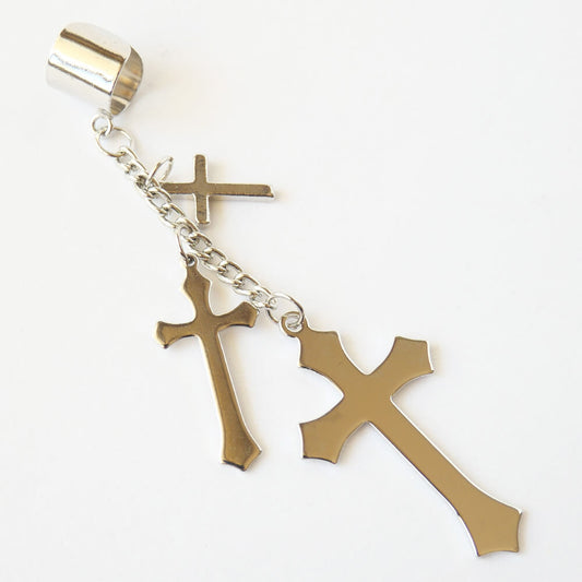 イヤーカフ クロス シルバーカラー 十字架 ゴスロリ