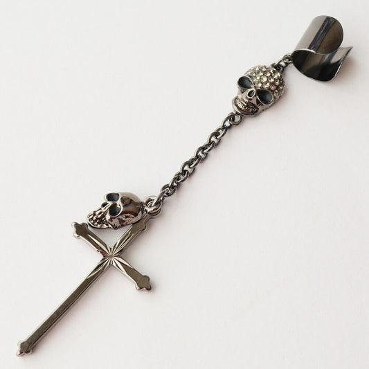 骸骨 ドクロ チェーン ロング イヤーカフ