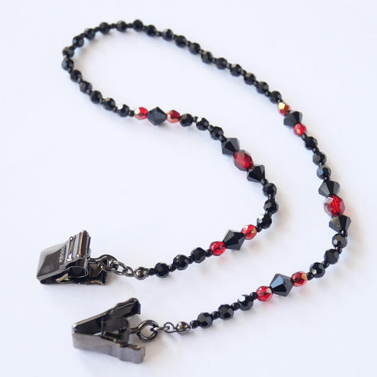 風で飛ばない様に 帽子止め ハットクリップ チェコ ブラックビーズ