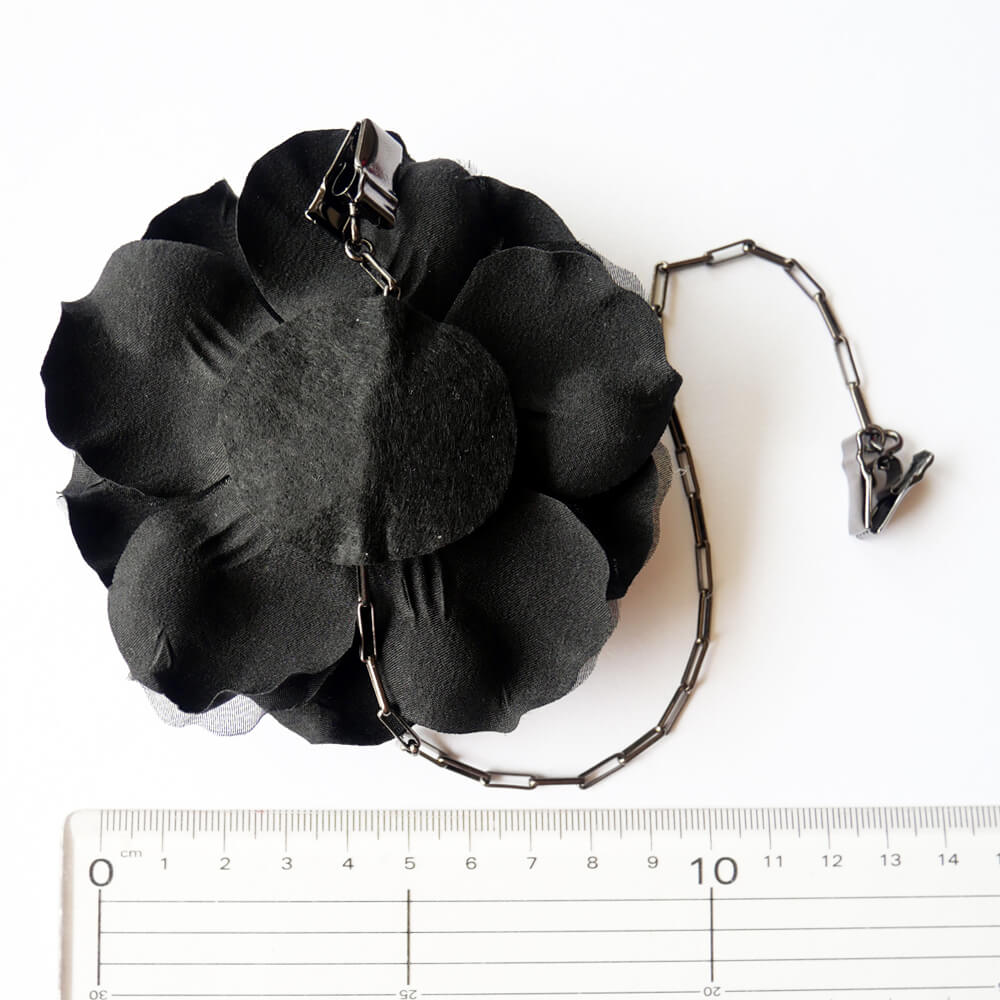 帽子クリップ 黒薔薇 ブラック フラワー ゴスロリ メタル チェーン ハット
