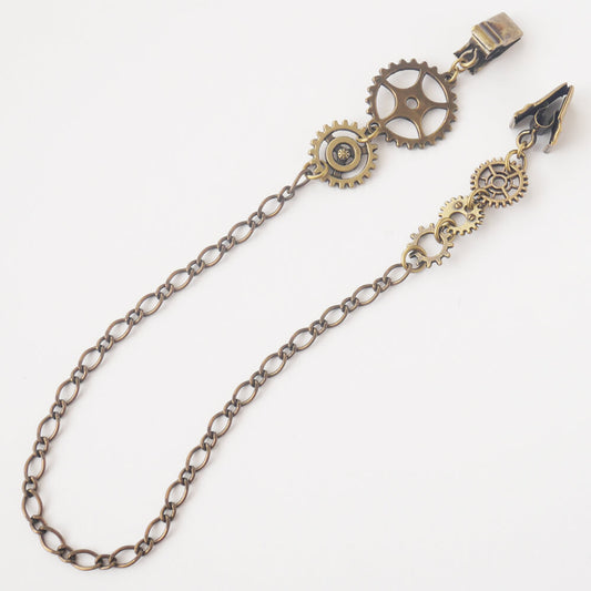 風で飛ばない様に 帽子止め ハットクリップ 便利グッズ スチームパンク 歯車 ギア メタル