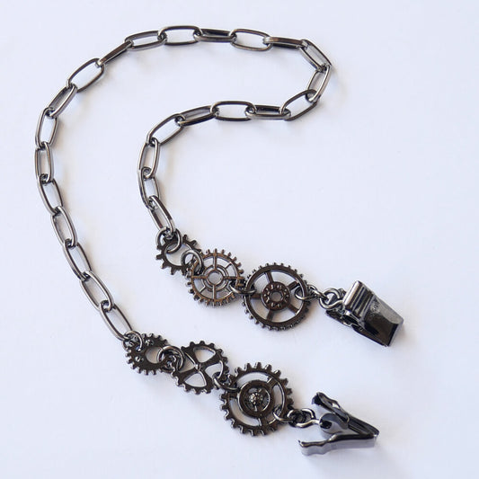 風で飛ばない様に 帽子止め ハットクリップ スチームパンク 歯車 ギア メタル