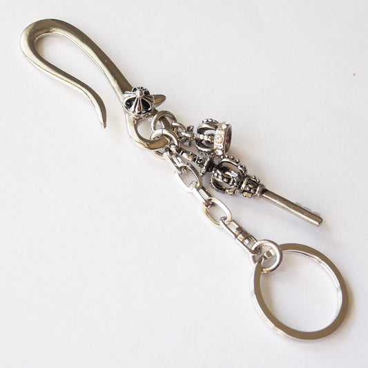 鍵 王冠 メタル フック キーホルダー メンズ