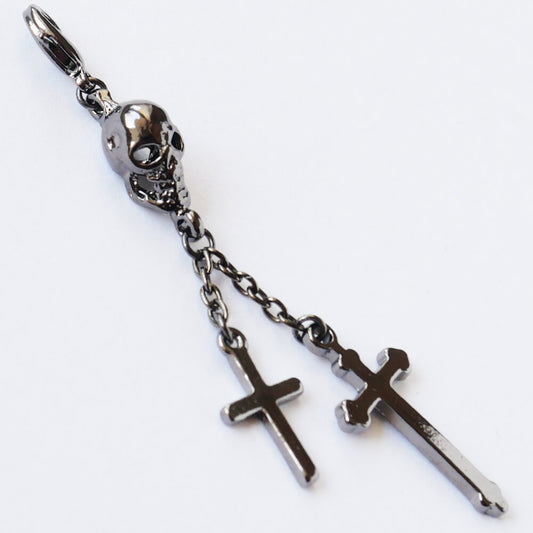 マスクチャーム ブラック ドクロ クロス ゴスロリ ゴシック ガンメタ 髑髏 十字架