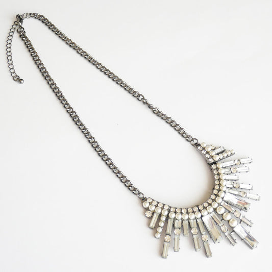 パール ラインストーン ビジュー ネックレス