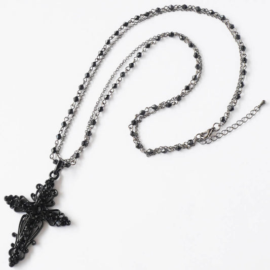 黒 十字架 ブラック クロス ネックレス ゴスロリ