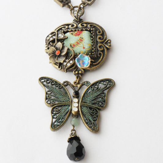 蝶 アジアン アンティーク ゴールド ネックレス