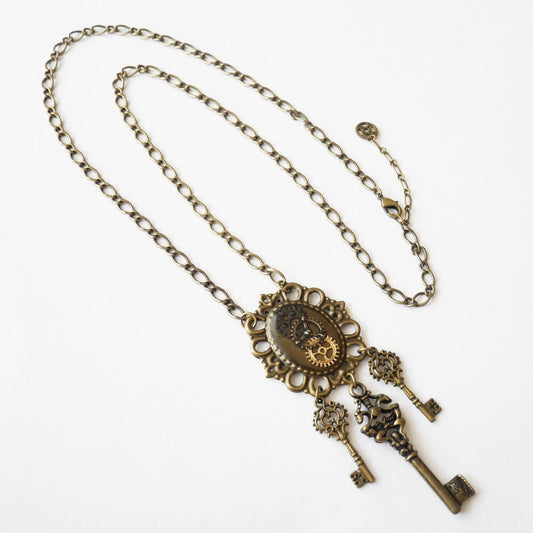 【steampunk】歯車 スチームパンク 鍵 ネックレス
