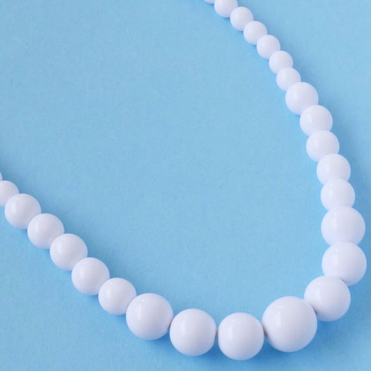 サマー ホワイト ボール 白 玉 ネックレス グラデーション 夏 アクリル 樹脂 スリム