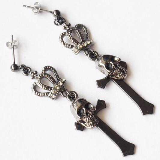 王冠 髑髏 十字架 クラウン クロス ピアス