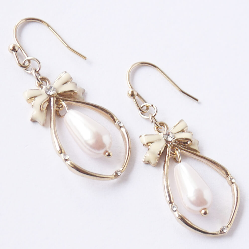 リボン パール シズク ピアス