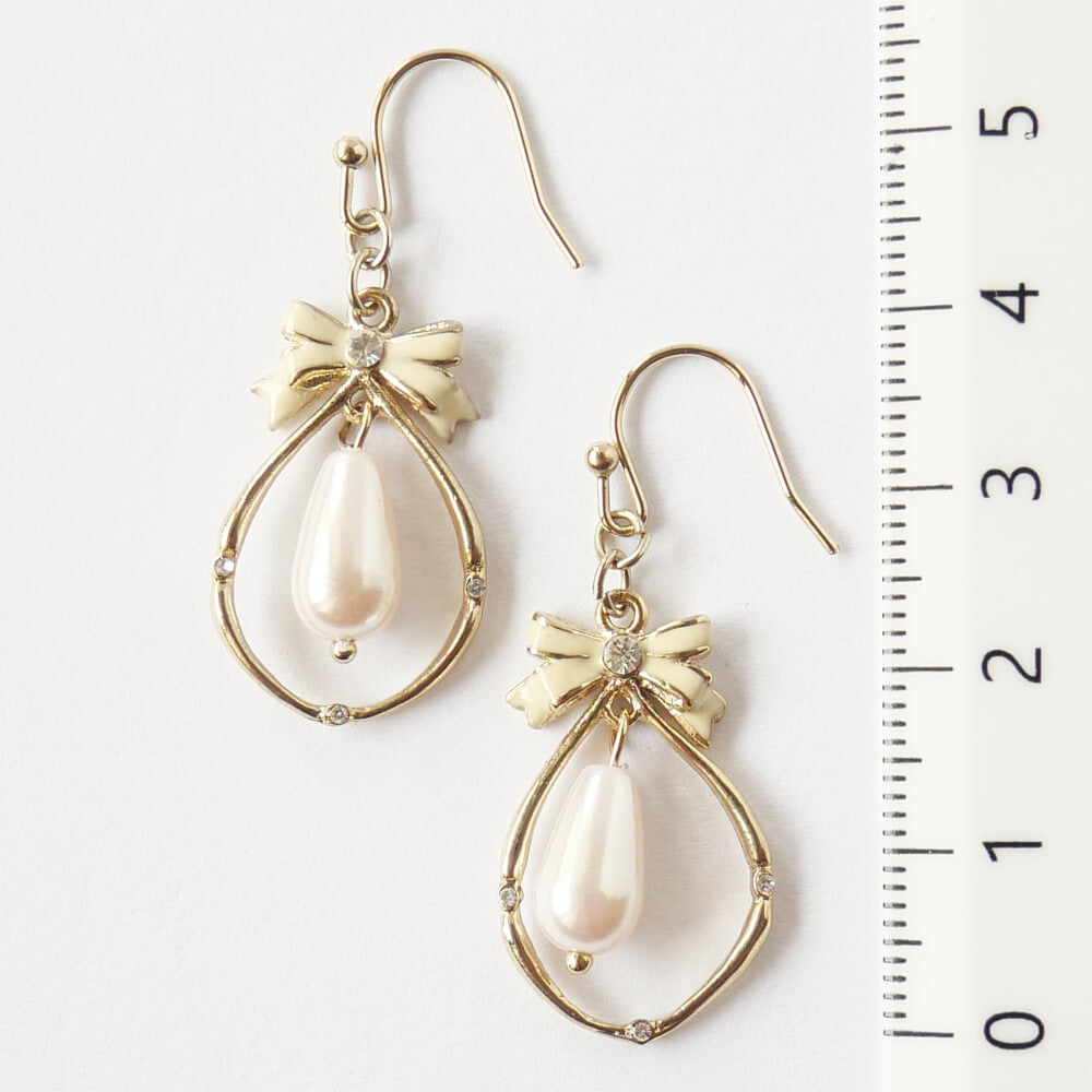 リボン パール シズク ピアス