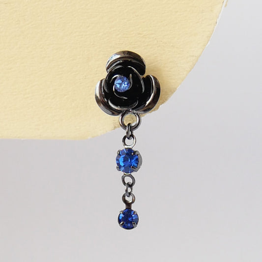 薔薇 ローズ ブルーストーン ピアス