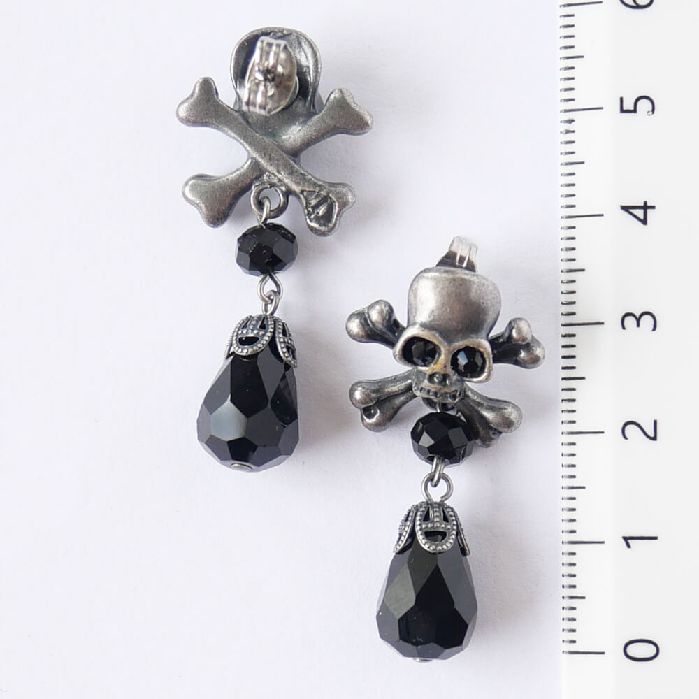 【ゴシックパンク】髑髏 ドクロ ブラック ドロップ ピアス