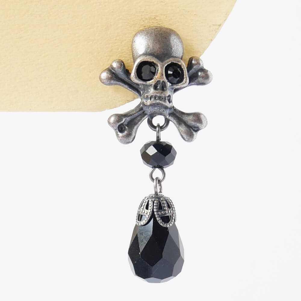 【ゴシックパンク】髑髏 ドクロ ブラック ドロップ ピアス