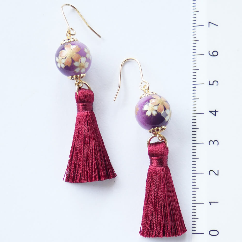 【和風】紫 和珠 紫房 ピアス パープル
