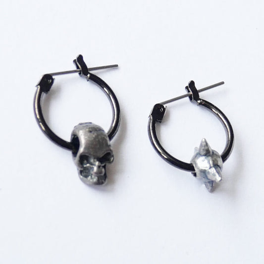 髑髏 スカル スタッズ フープ リング ピアス