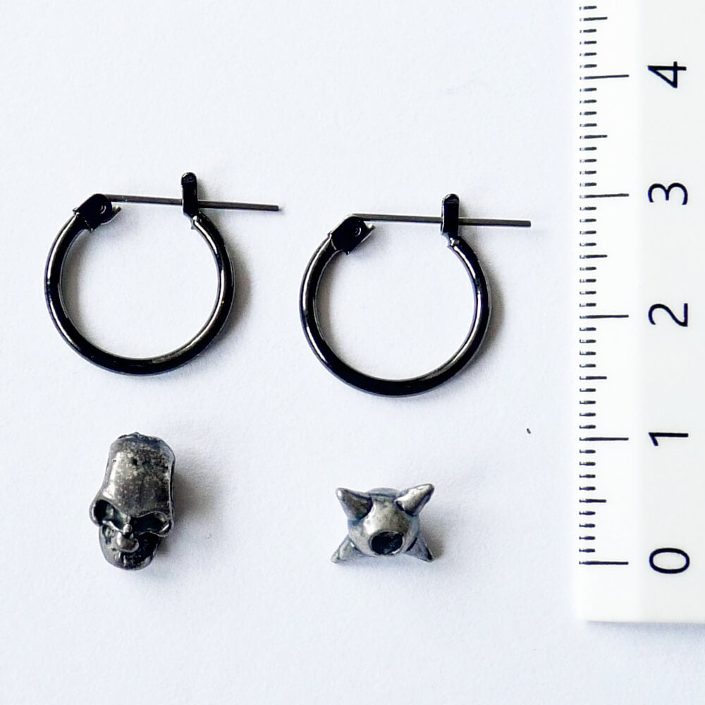 髑髏 スカル スタッズ フープ リング ピアス
