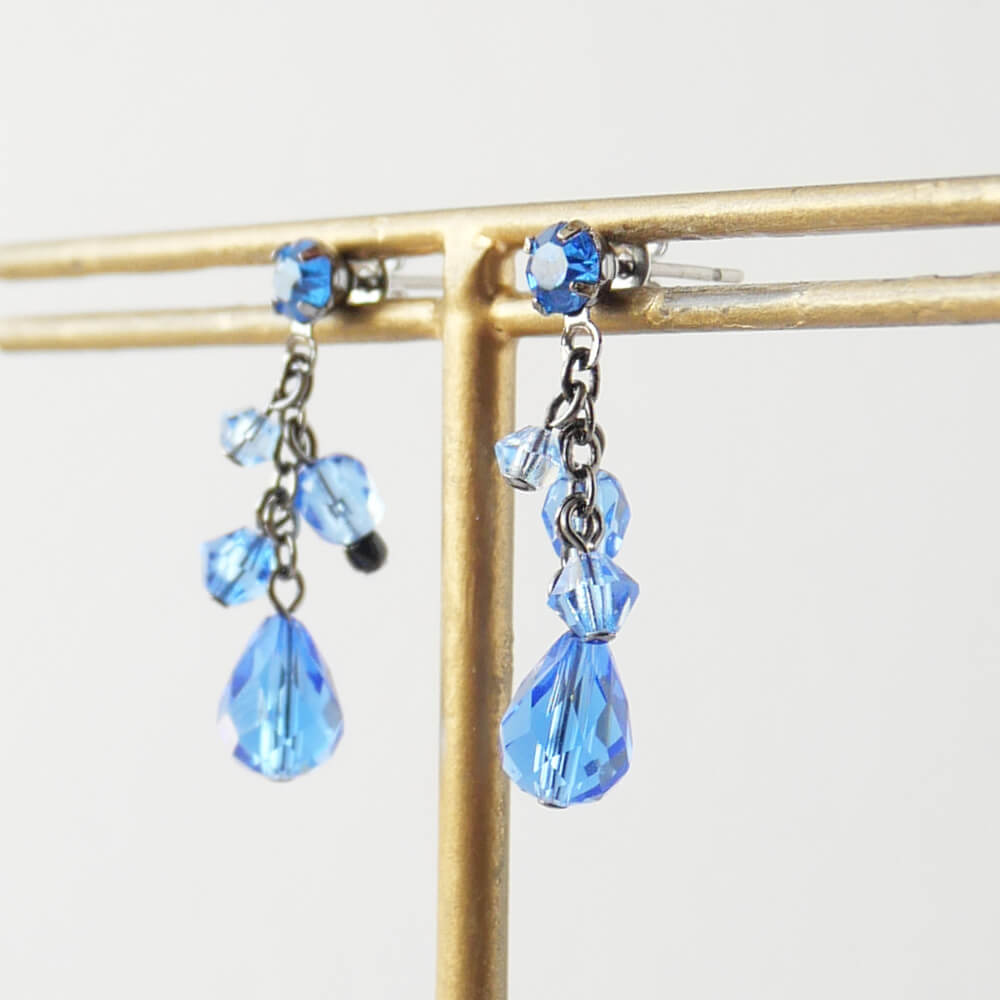 Blue Crystal Beaded Earrings Blue