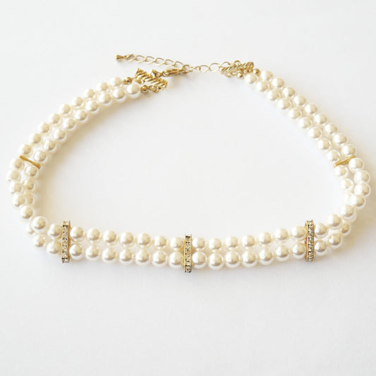 パール チョーカー ネックレス レディース 2連 ショート ロリータ