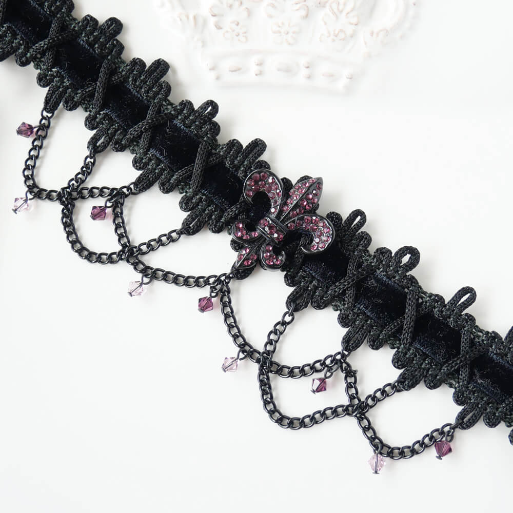 チョーカー レディース ブラック ブレード 百合の紋章 ゴスロリ