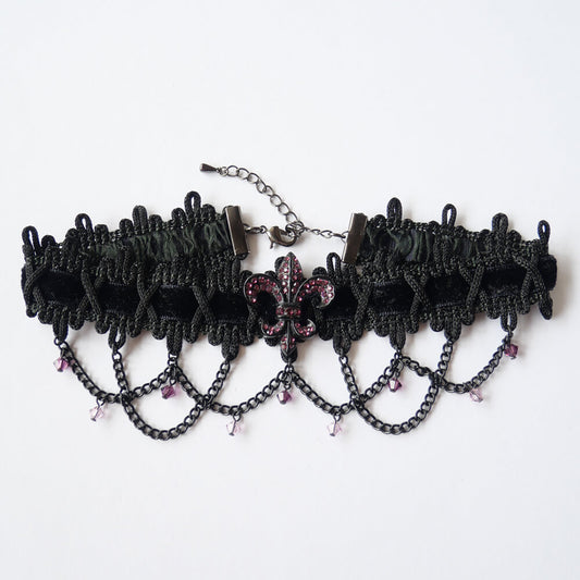 Choker for Women, Black Blade, Lily Crest, Gothic Lolita