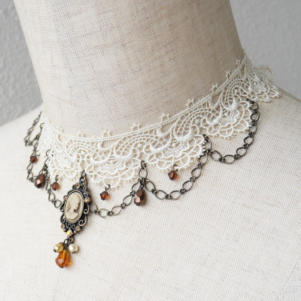 カメオ レース チョーカー オフホワイト