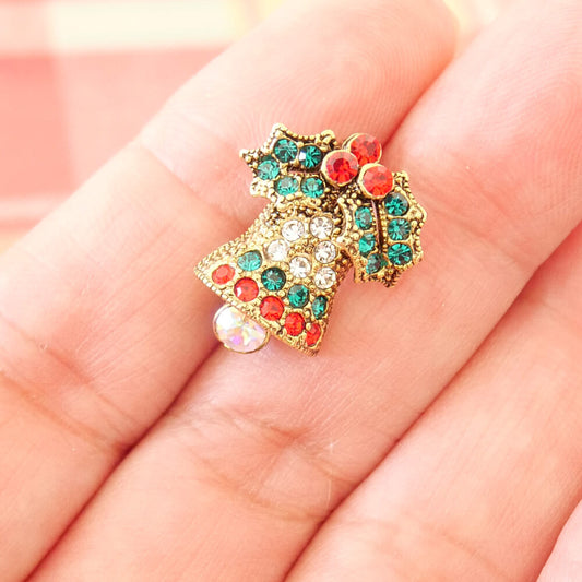 【クリスマス】ヒイラギ ベル ミニ ブローチ