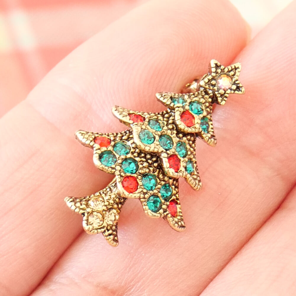 【クリスマス】聖夜 クリスマスツリー ミニ ミニ ブローチ