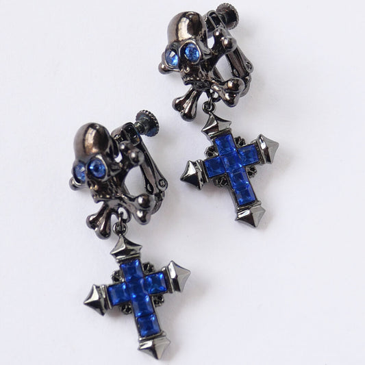 【ゴシックパンク】髑髏 十字架 ドクロ クロス イヤリング