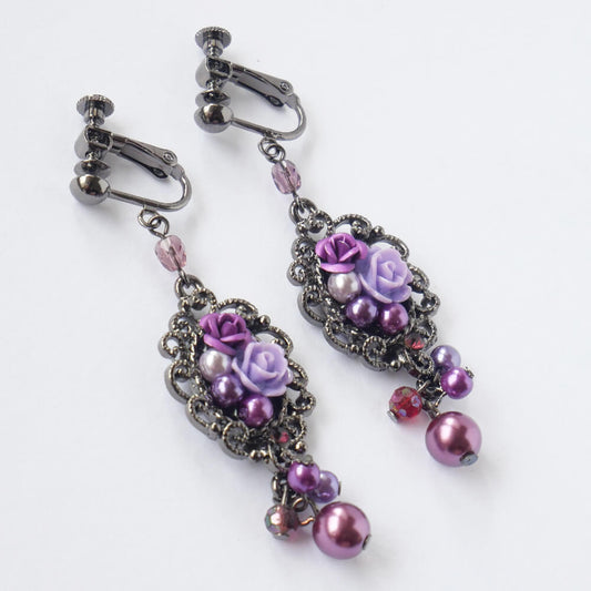 薔薇 ブーケ パール イヤリング