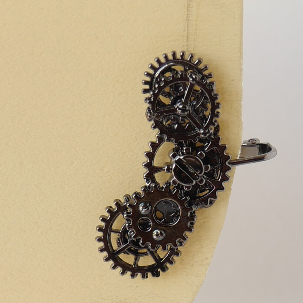 【steampunk】歯車 ギア スチームパンク イヤリング ガンメタ (片耳タイプ)