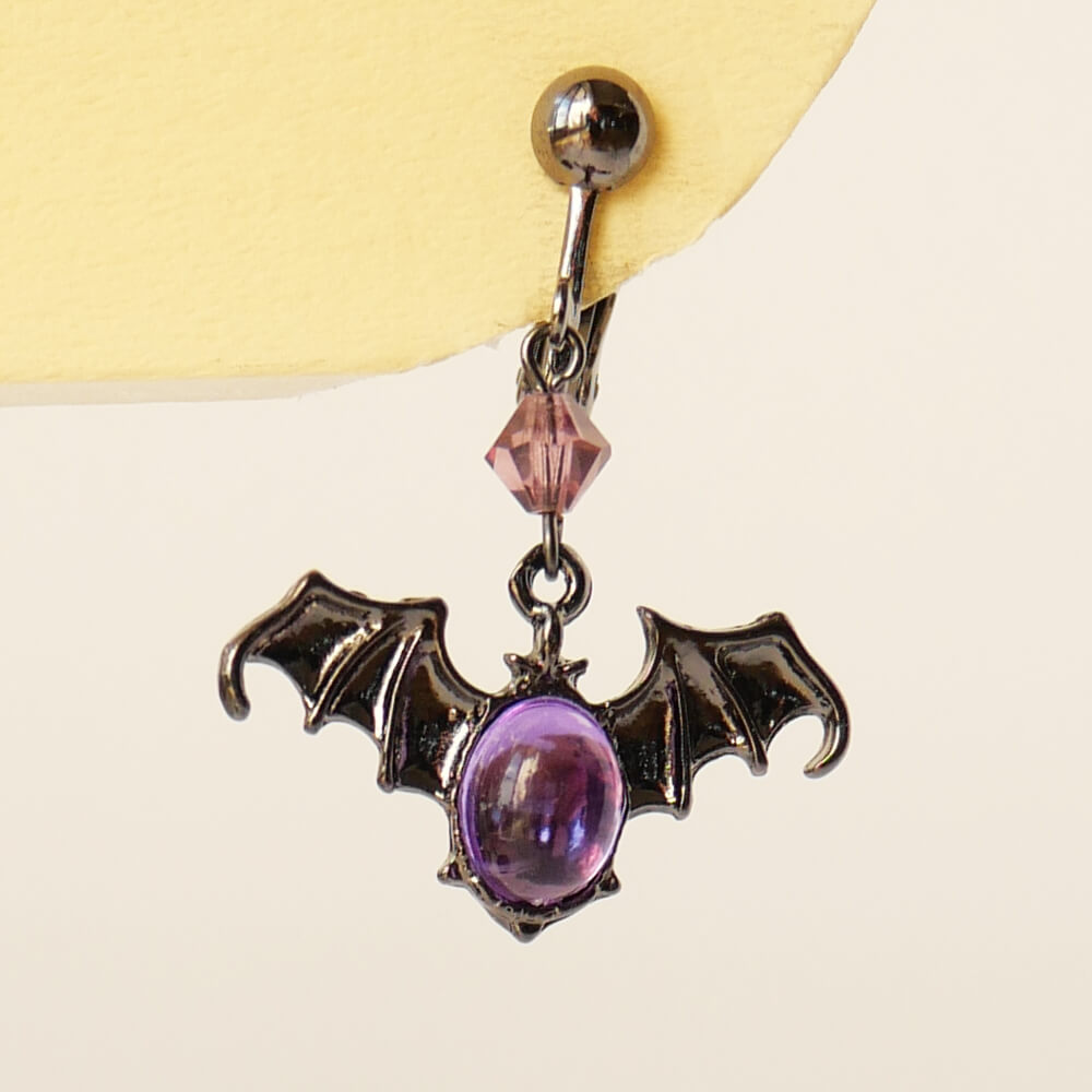 【ハロウィン】Halloweenパープル蝙蝠 イヤリング