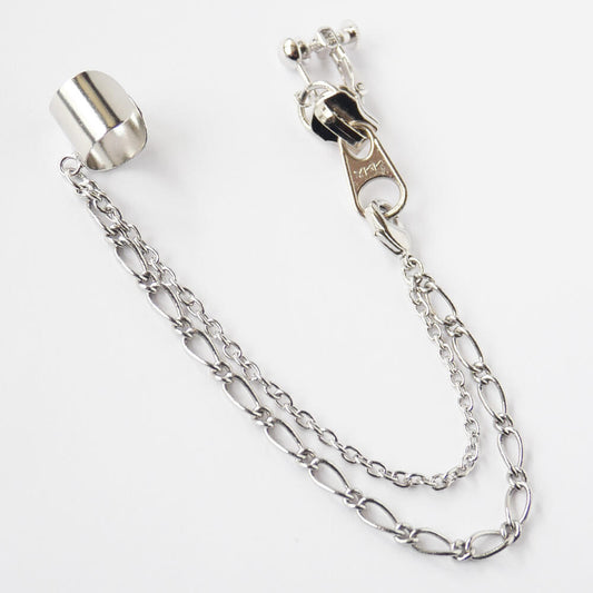 イヤーカフ チェーン ファスナー イヤリング シルバーカラー 片耳タイプ