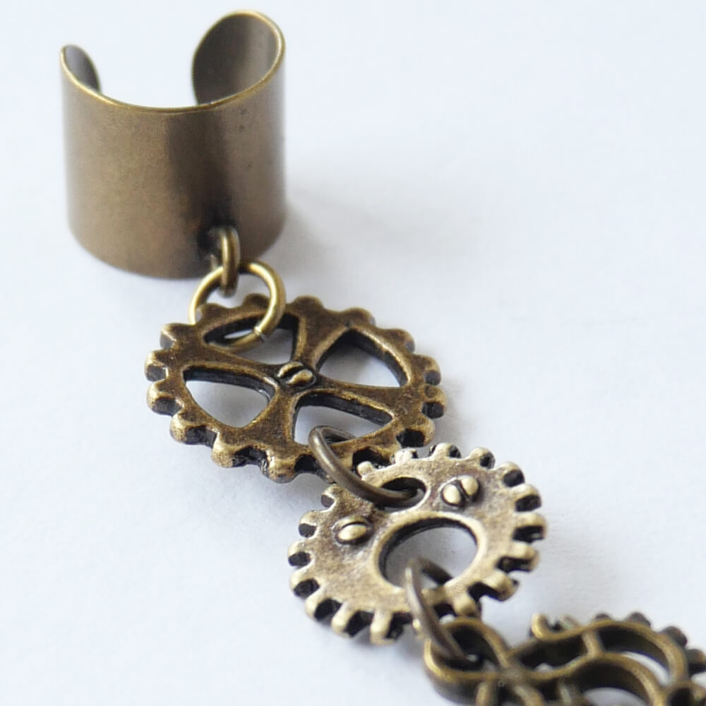 【steampunk】歯車 ギア スチームパンク 鍵 イヤカフ(片耳タイプ)