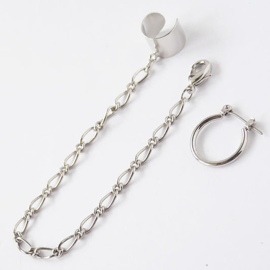イヤーカフ チェーン リング ピアス シルバー ゴシック パンク 片耳用 メンズ レディース ロック アクセサリー